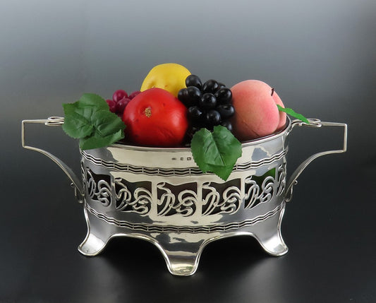 Stunning 1902 English Sterling Silver Green Glass Art Nouveau Centerpiece Bowl