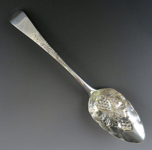 Antique 1805 English Georgian Sterling Silver Bateman Fruit Bowl Serving Spoon