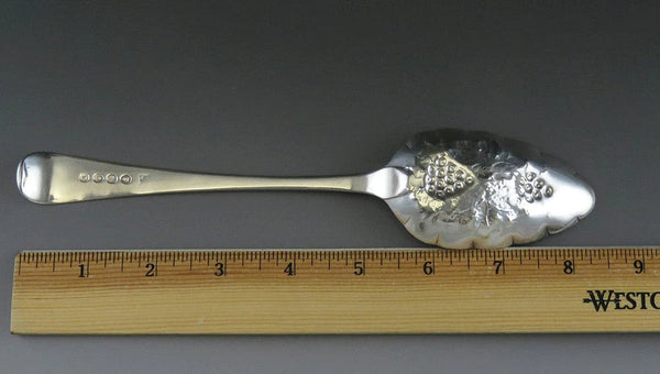 Antique 1805 English Georgian Sterling Silver Bateman Fruit Bowl Serving Spoon