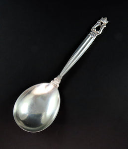 Great Georg Jensen Denmark Acorn Sterling Silver Serving Spoon No Mono 8"