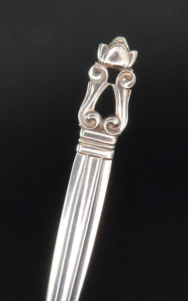 Great Georg Jensen Denmark Acorn Sterling Silver Serving Spoon No Mono 8"