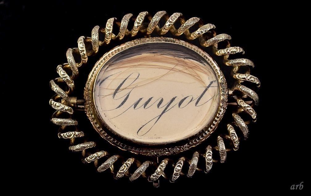 Rare Victorian Swivel Reversible Memorial Goldfilled Pin w/ Names: Gray, Guyot