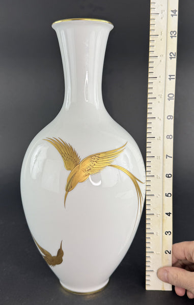 Beautiful Heinrich H Co Selb Bavaria Hand Painted Gold Gilt Birds Vase