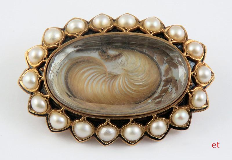 Best Quality American Victorian Memorial Hair 14K Gold & Pearl Pin/Brooch