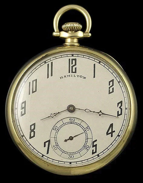 1920s Hamilton 916 Art Deco 14k Gold 17 Jewel Pocket Watch