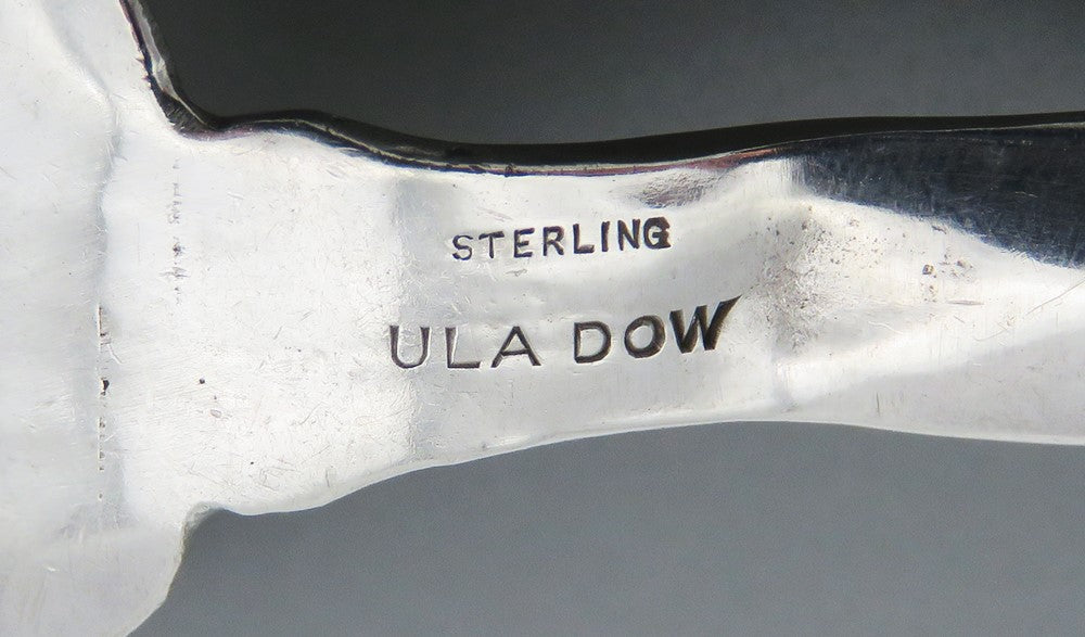 Small Sterling Silver Pierced Server Hammered w/ Wooden Handle 4 3/4 in