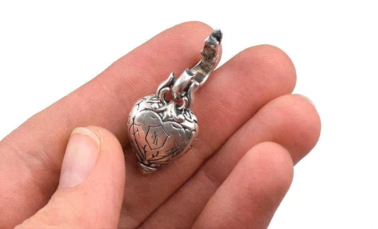 Delightful Modern Sterling Silver and Yellow Citrine Heart Pendant Enhancer