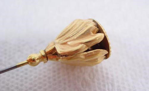 Vintage c1905 Gold Filled Open Lotus Blossom Floral Hatpin
