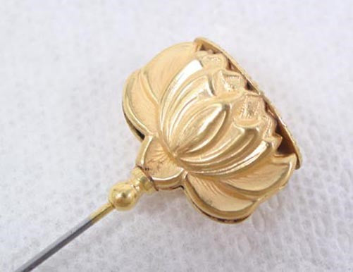 Vintage c1905 Gold Filled Open Lotus Blossom Floral Hatpin