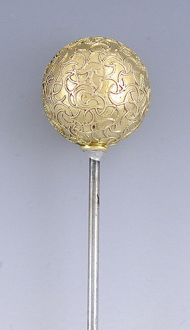 Victorian 14K Yellow Gold Hat Pin Etruscan Revival Gold Wire Designs