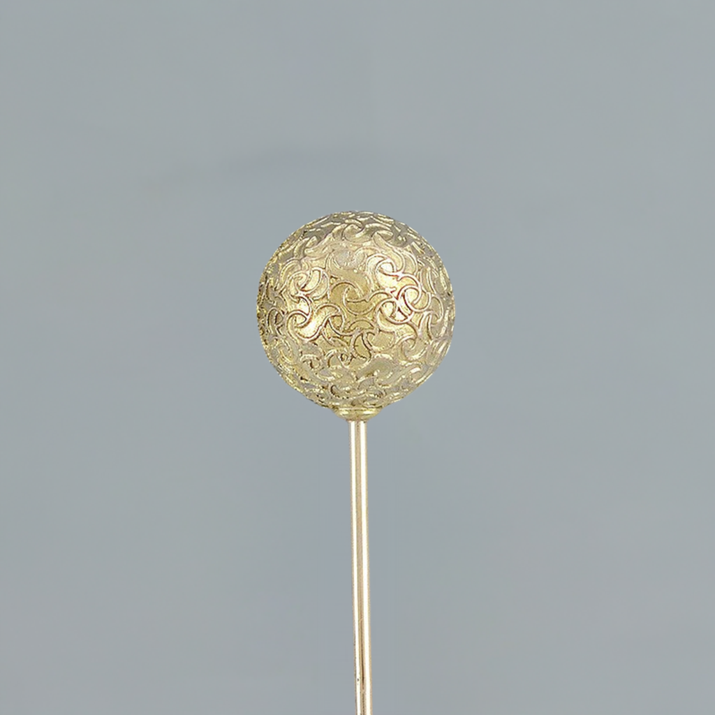 Victorian 14K Yellow Gold Etruscan Revival Hat Pin 19th Century