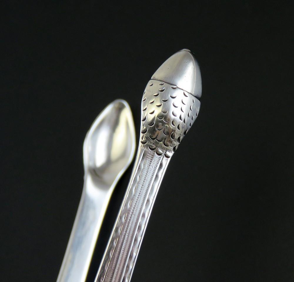 Antique 18th Century English Georgian Sterling Silver Hester Bateman Acorn Tongs