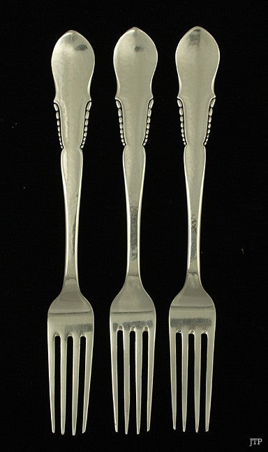 3 Antique 1927 Heavy Danish Silver Dinner Forks 8"