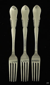 3 Antique 1927 Heavy Danish Silver Dinner Forks 8"