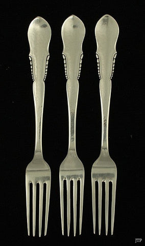 3 Antique 1927 Heavy Danish Silver Dinner Forks 8"