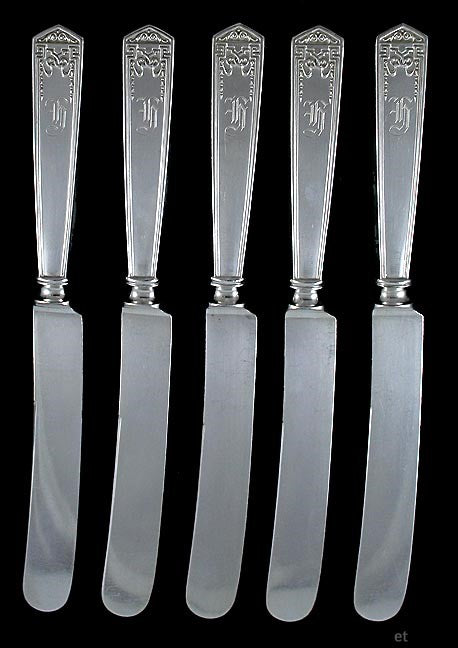 5 International Devonshire Sterling Silver Dinner Knives 9 3/4"
