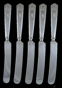 5 International Devonshire Sterling Silver Dinner Knives 9 3/4"