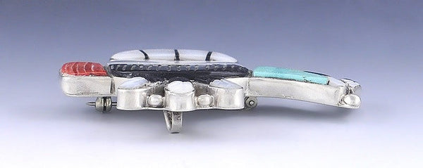 Zuni Native American Sterling Silver & Stone Inlay Kachina Mask Pin/Pendant