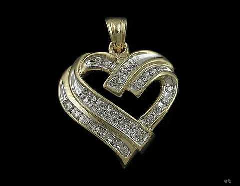 Quality Modern 14k Gold & Diamond Heart Pendant