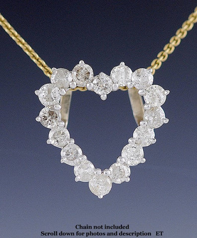 Lovely 14k White Gold & Diamond Openwork Heart Pendant