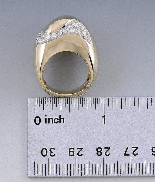 Stunning 14K Yellow Gold 1.25-1.50CT Diamond Freeform Cocktail Ring Size 6.75