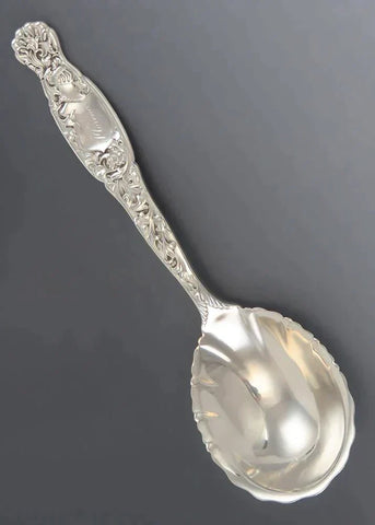 Antique 1888 Whiting Heraldic Sterling Silver Serving Spoon 'Florence' Mono