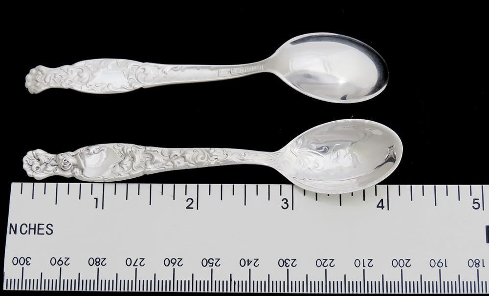 Rare Set 7 Whiting Sterling Silver Heraldic Demitasse Coffee Spoons No Mono