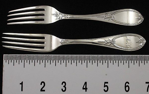 12 Antique Gorham c1855 Olive Pattern Coin Silver Forks 7"