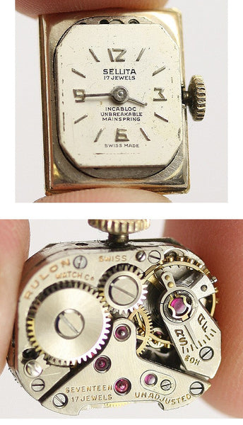 Sellita Art Deco / Art Moderne 14k Gold Ladies’ Wristwatch