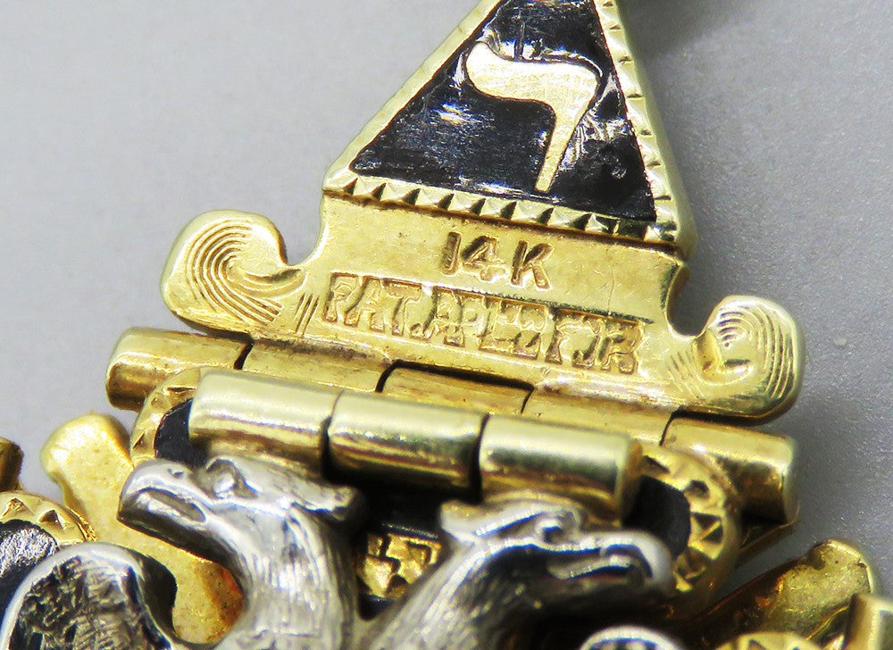 RARE c1890 14k Gold Freemason Masonic 32 Degree Scottish Rite 4 Fold Fob Pendant