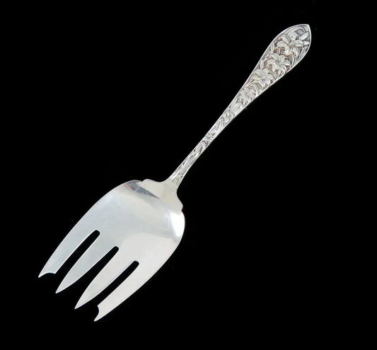 Antique Art Nouveau Frank Whiting Easter Lily Sterling Silver Serving Fork 9 1/2