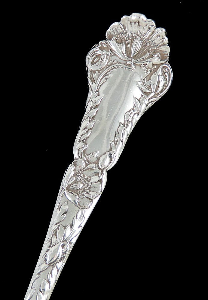 Antique Art Nouveau Sterling Silver Gorham Poppy 1902 Serving Fork NO MONO