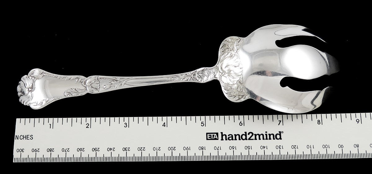 Antique Art Nouveau Sterling Silver Gorham Poppy 1902 Serving Fork NO MONO