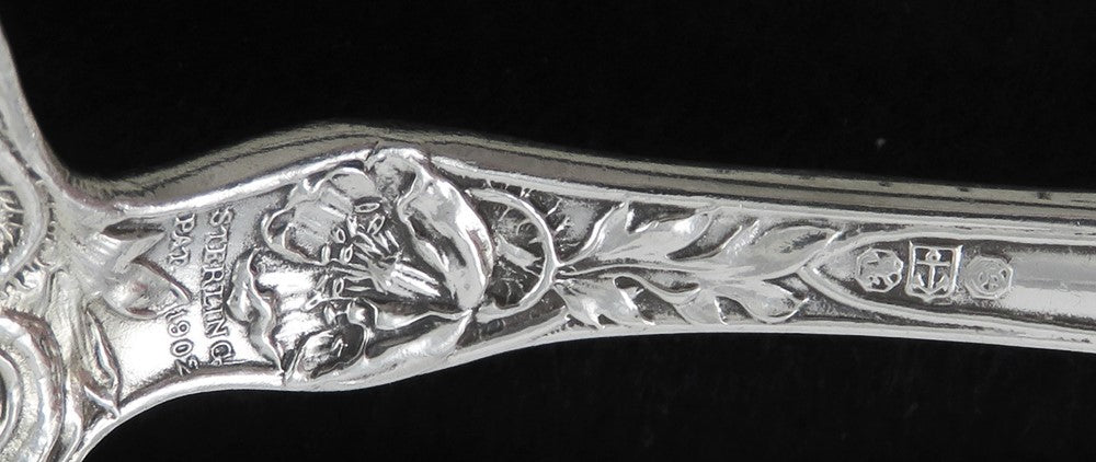 Antique Art Nouveau Sterling Silver Gorham Poppy 1902 Serving Fork NO MONO