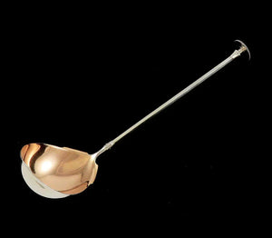 Antique c1860 Aesthetic Movement Gold Coin Silver Seal Top Punch Soup Ladle 12"