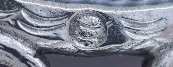 1895 Fab Dutch .833 Silver Serving Spoon w Nice Crest Medallion Design 14"