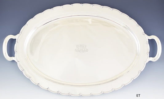 c1907-1947 Impressive Tiffany Co Sterling Silver Oval Serving Tray