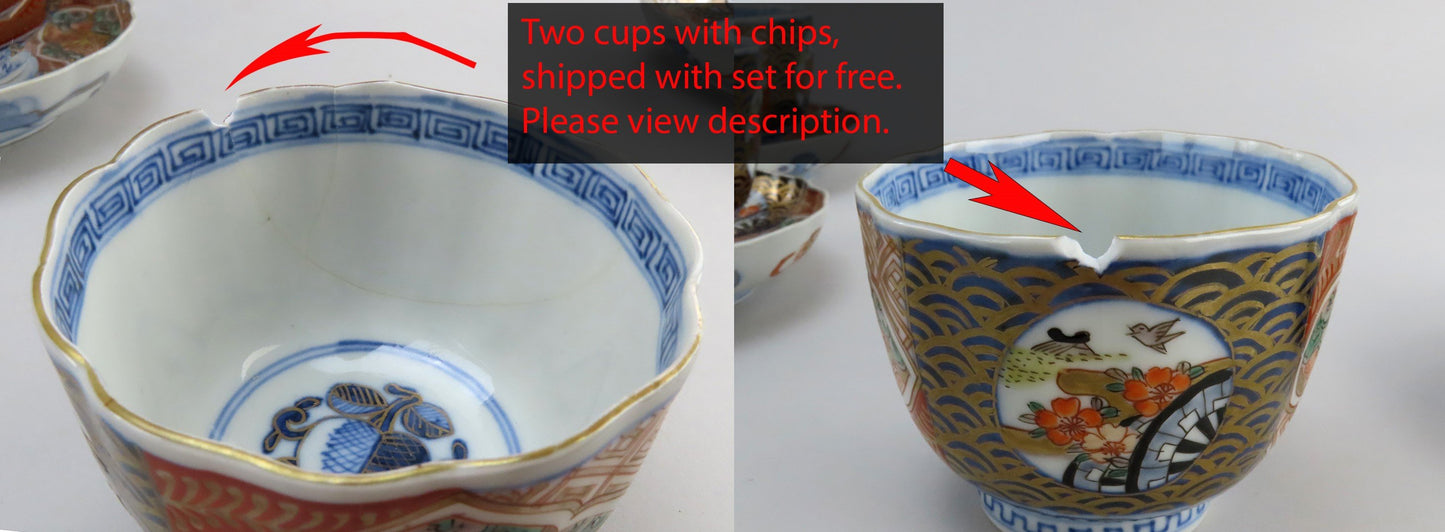 8 Antique Imari Large cups and Saucers Fine Quality