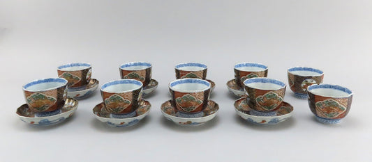 8 Antique Imari Large cups and Saucers Fine Quality