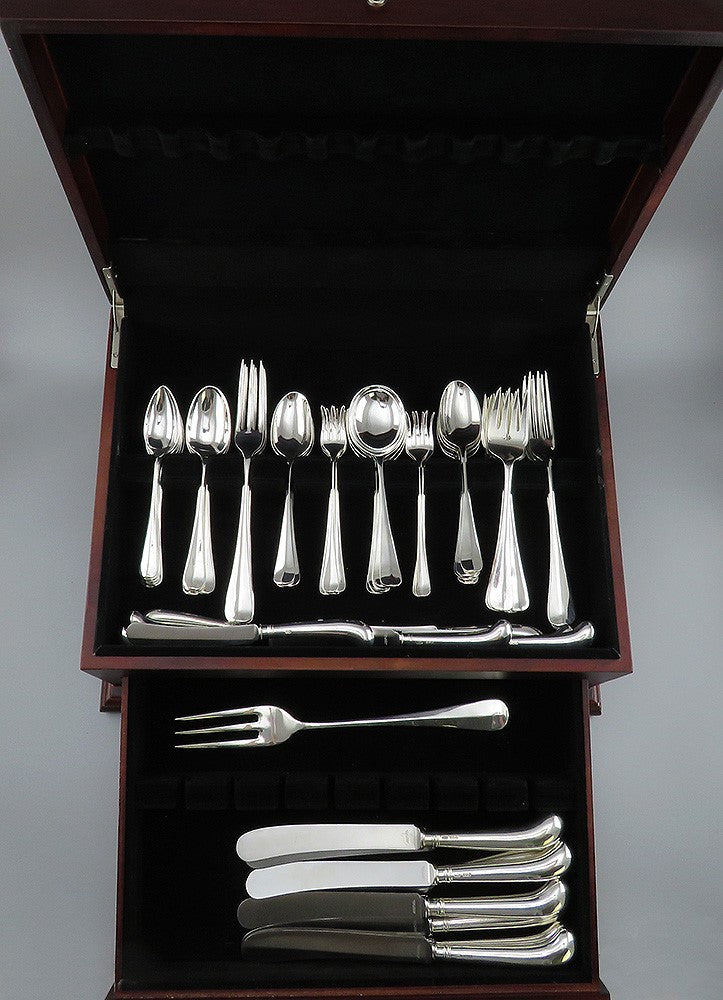 Fab VTG English Sterling Silver 68pc Rattail Queen Anne Hanoverian Flatware Set