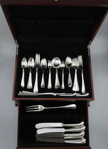 Fab VTG English Sterling Silver 68pc Rattail Queen Anne Hanoverian Flatware Set