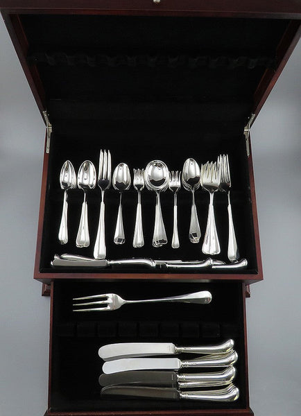 Fab VTG English Sterling Silver 68pc Rattail Queen Anne Hanoverian Flatware Set