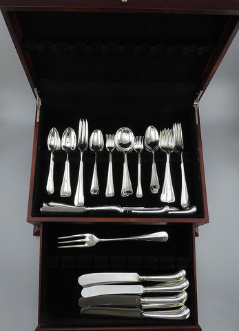 Fab VTG English Sterling Silver 68pc Rattail Queen Anne Hanoverian Flatware Set