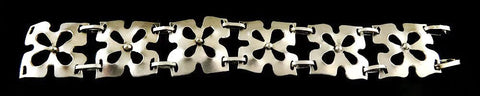 Elegant Vintage Sterling Silver Floral Panel Openwork Bracelet