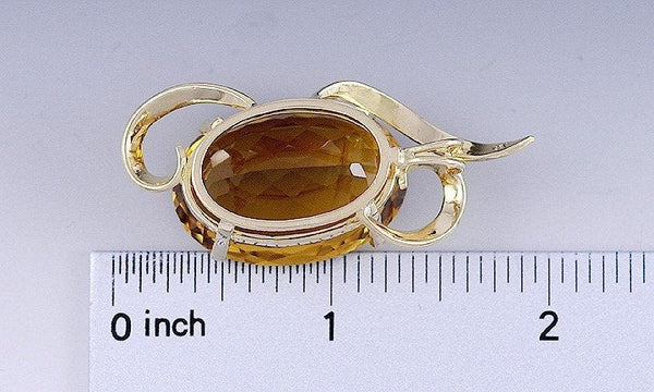 Stunning 18k Yellow Gold & Huge Faceted Honey Citrine Pendant