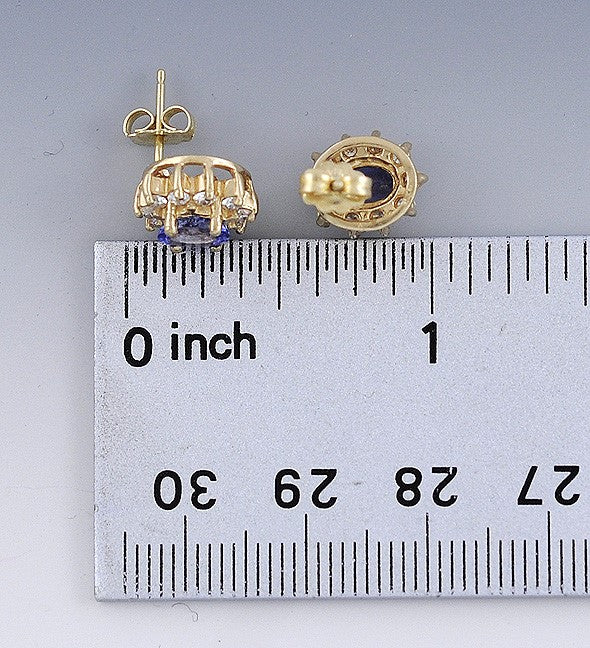 Stunning & High Quality Pair 14k Gold Tanzanite ~.50ct Diamond Earrings