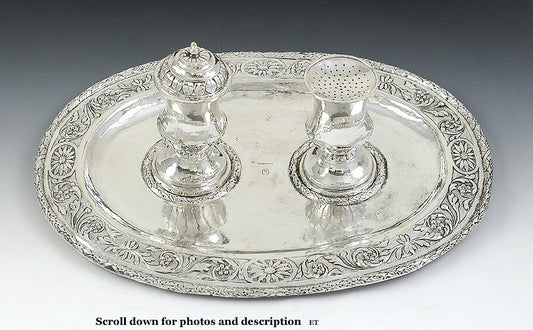 Fantastic C1750-1830 Silver Inkwell & Sander W/Tray