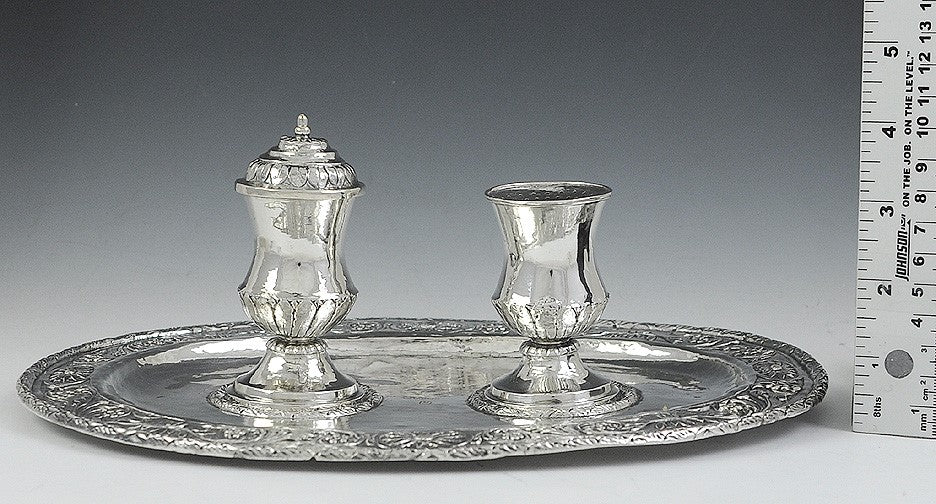 Fantastic C1750-1830 Silver Inkwell & Sander W/Tray