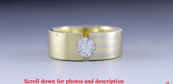 Fine Quality Artisan 18K Gold & Diamond Ring Thick Heavy Band