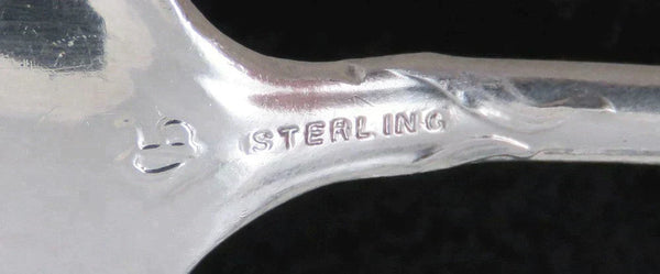 12 Antique Art Nouveau Durgin Tulip Sterling Silver Bouillon Dessert Spoon 5 3/8